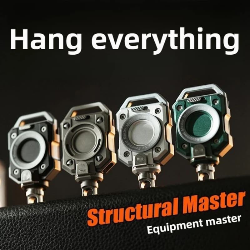 Retractable magnetic strip for heavy loads, aluminum alloy carabiner, wire rope, spring keychain, outdoor sports keychain