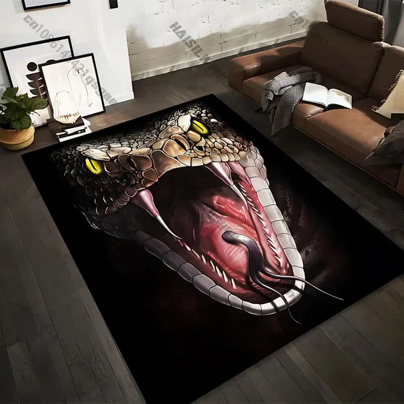 Carpets printed with aggressive serpent in 21 different sizes, ideal as yoga mats for adults, decorations for the living room, customized zerbini