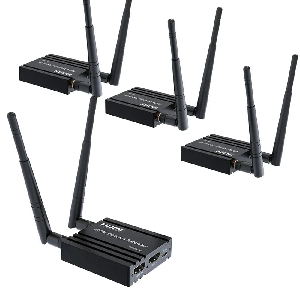 Trasmettitore e ricevitore video con trasmissione wireless da 200 m Adattatore display extender HDMI Specchio per schermo per fotocamera PC TV Proiettore
