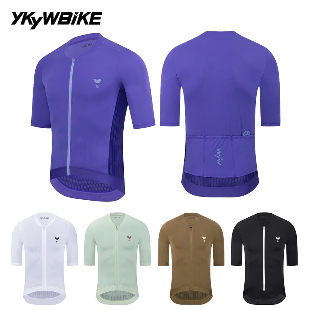 YKYW 2025 Summer Purple Cycling Jersey Men Short Sleeve Tights Tops Bicycle Shirt Breathable Pro Team Road Bike Race Clothing