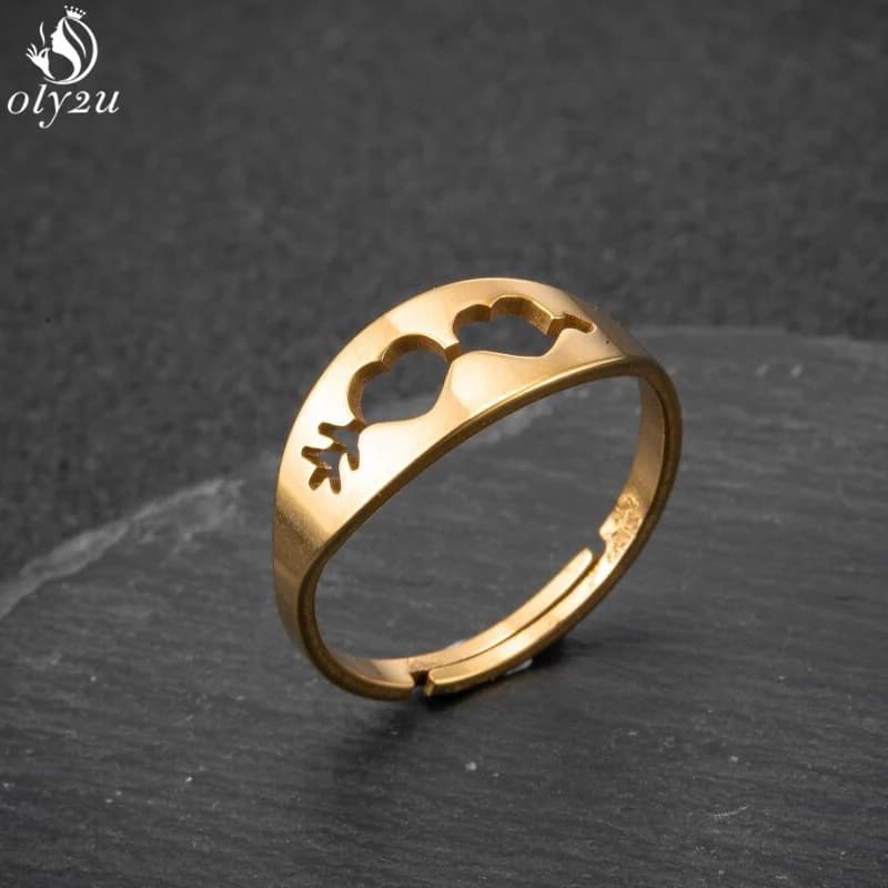 Freccia Pierces Cuore Anello in acciaio inossidabile per le donne Gioielli di moda dorati Anelli pergiunti nuziali regolabili da donna Regali