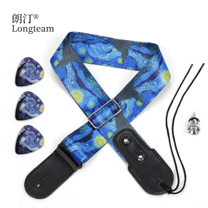 Set di cinghie a stella personalizzate con 3 plettri Tracolla per chitarra elettrica Accessori per basso elettrico acustico acustico