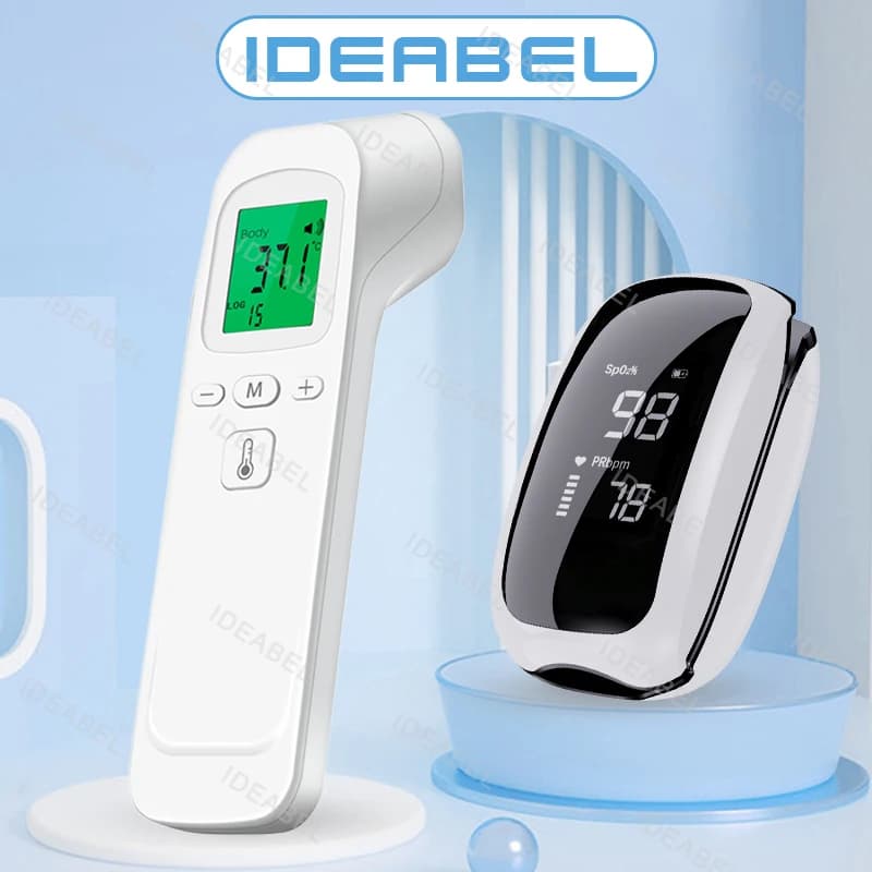 Digital front thermometer Medical infrared thermometer without contact Body temperature Rechargeable Pulsossimeter with fingertips