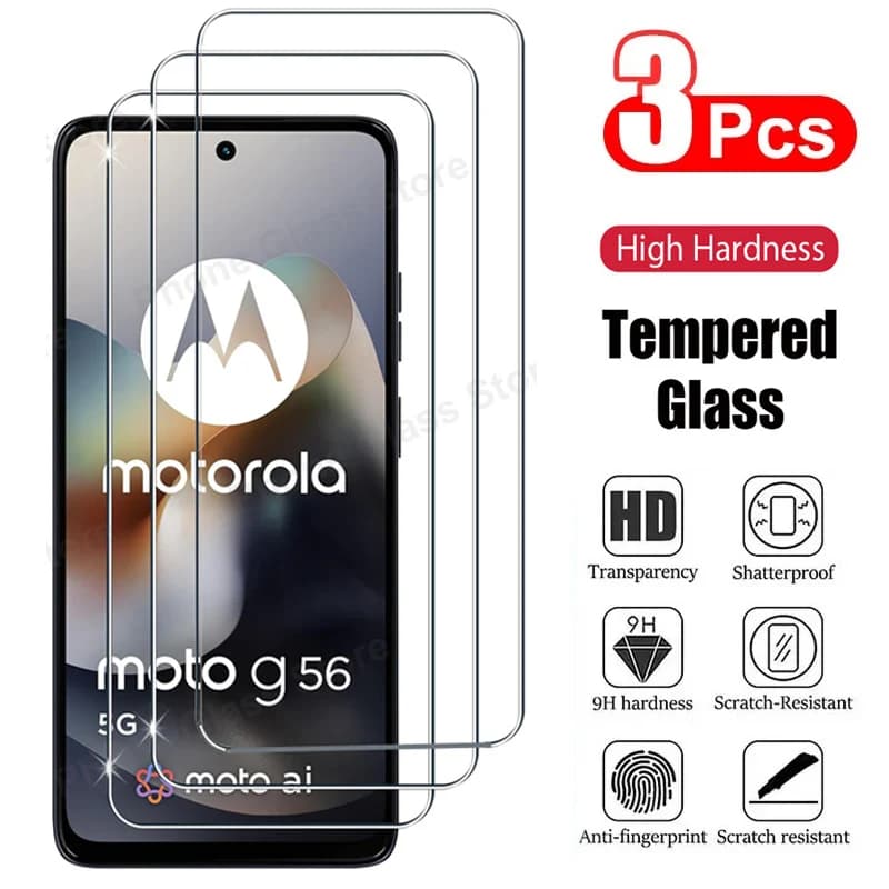 3 pezzi di vetro temperato per Motorola Moto G04 G05 G06 G15 Power G35 G45 G55 G75 G56 G86 G67 5G pellicola proteggi schermo in vetro trasparente