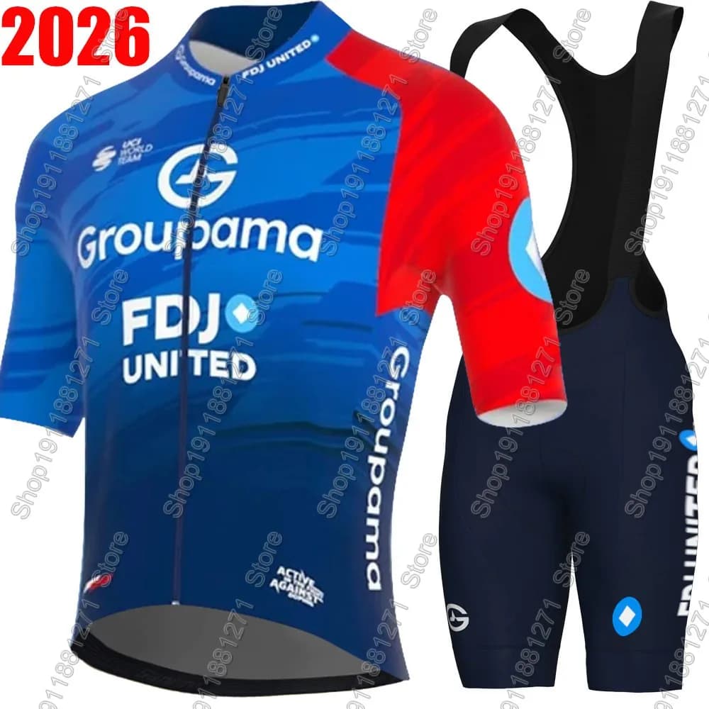 FDJ Team 2026 Men's Cycling Set France Groupama-Accommodation Road Bike Shirts Cycling pants MTB Maillot