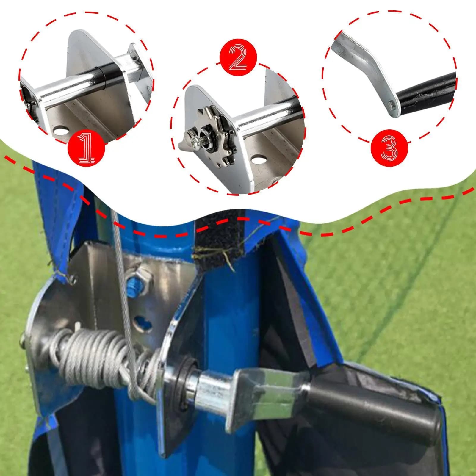 Volleyball Net Setter Hand Crank Wire Rope Tensioner Stainless Steel for Outdoor Badminton Tennis Court