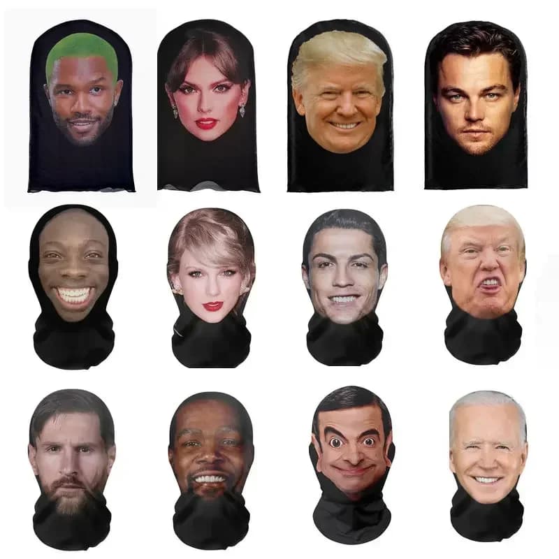 Cosplay 3D Printed Kanye Mask Stretch Mask Full Face Mask Men and Women Role Play Copricapo Hip Hop Fashion Sunset Copricapo