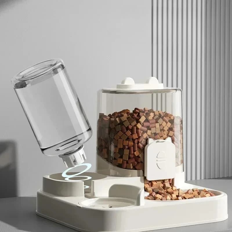 CC- feeder, dog cat basin with water dispenser bowl, dog food automatic circulation, cat food utensils, pet products universal