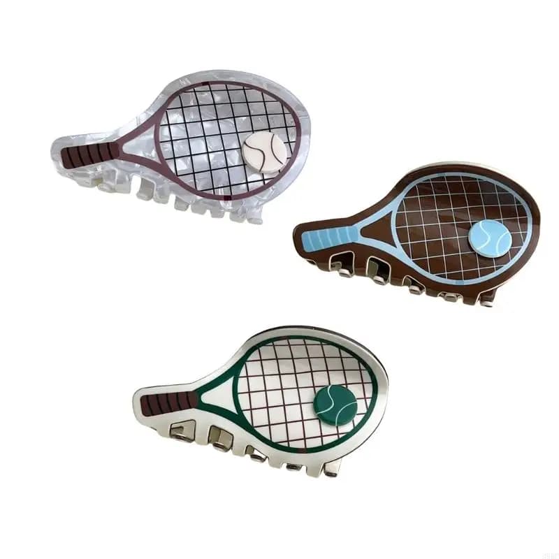 39BC Fun sports theme hair clip, tennis racket, with bright colors