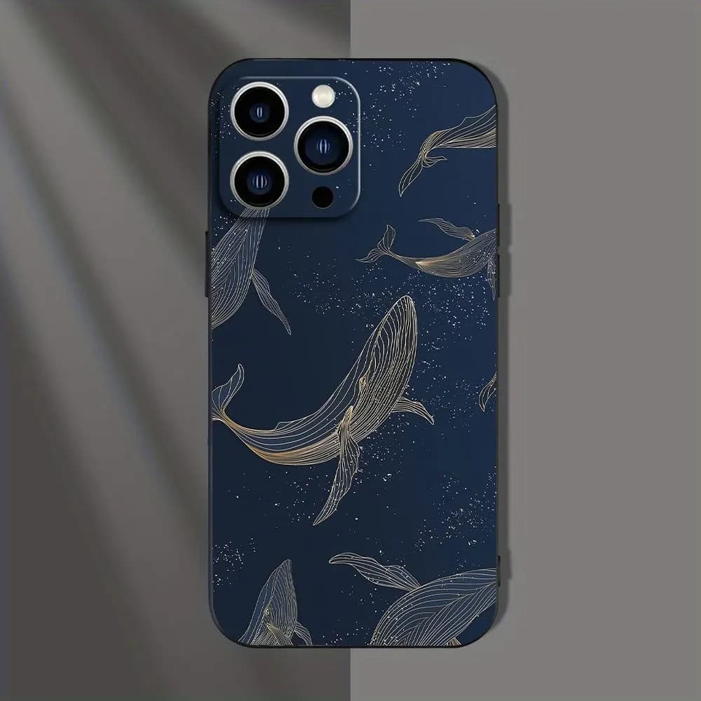 Whale Creative Black Case for iPhone 17 16 15 14 13 12 11 Pro/ Max/Plus All-inclusive Frosted Soft Shell Lens Protection