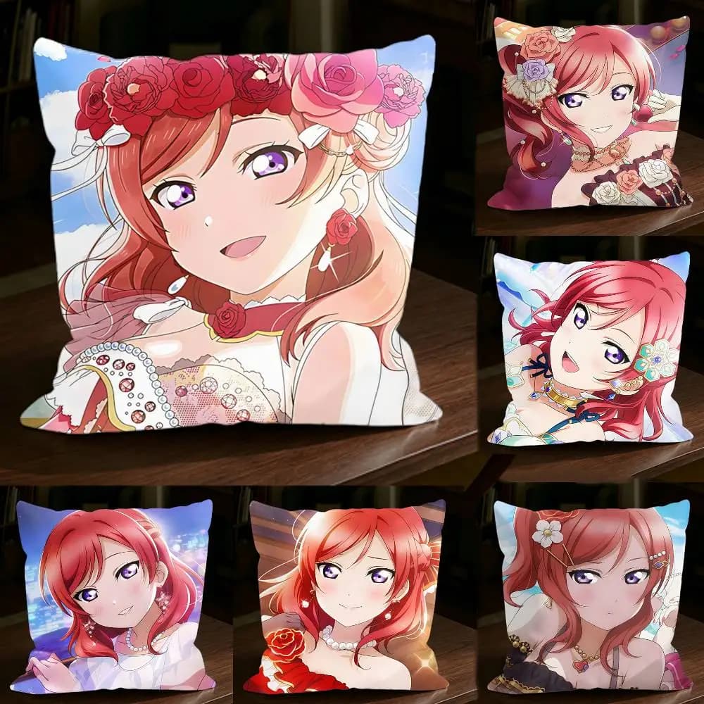 Love Live! School Idol Maki Nishikino Square Sofa Pillow Cover Solid Color Living Room Home Decor Cushion Case