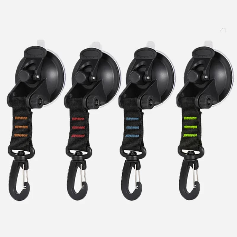 4 pezzi tende per auto ventose fibbia laterale rotonda triangolare tende da sole ancore tenda da campeggio esterna ventose ancoraggio gancio di fissaggio nero