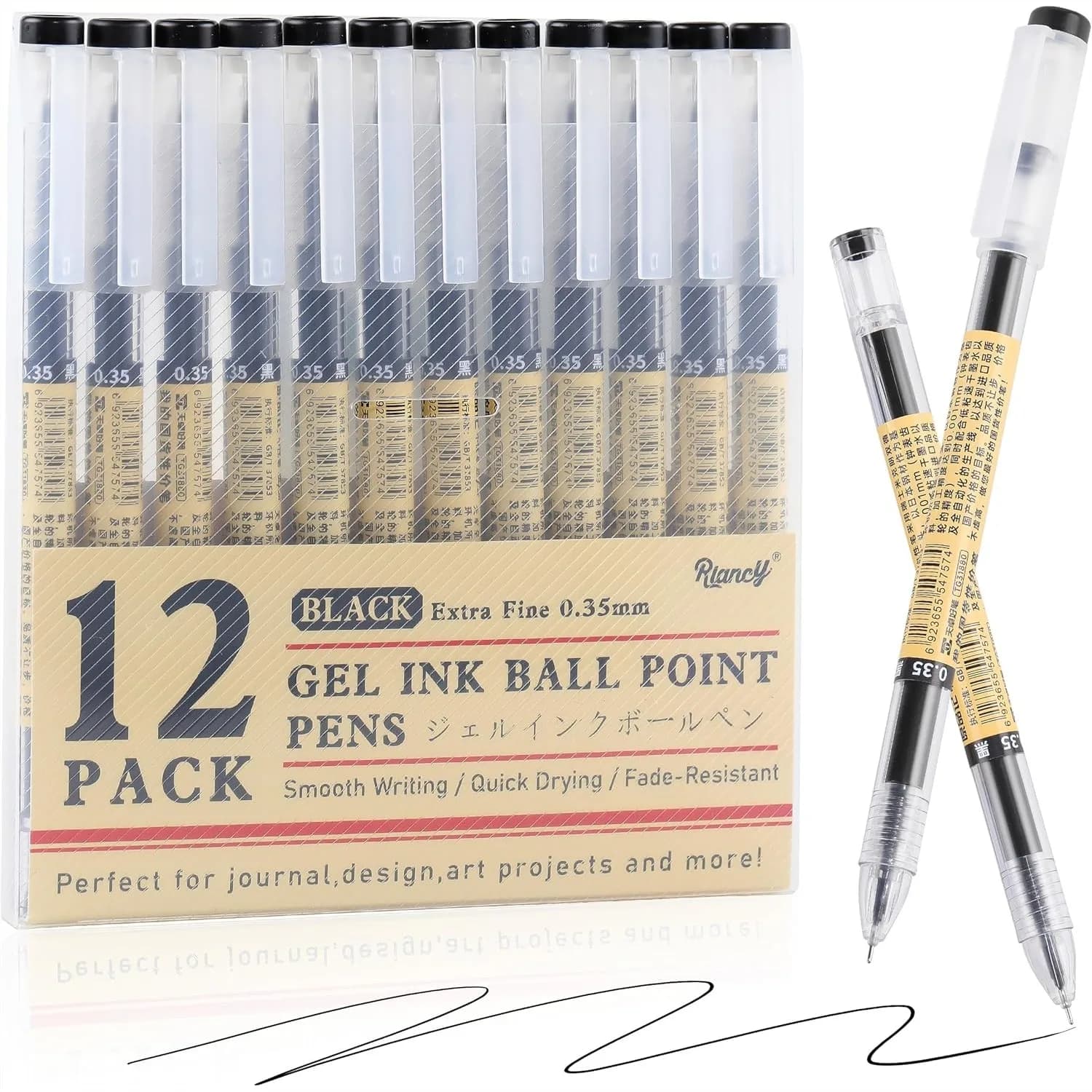 Penne Gel Nere Stile Giapponese con Punta Extra Fine da 0,35mm, Senza Sbavature, Asciugatura Rapida per Agende, Quaderni Sottili