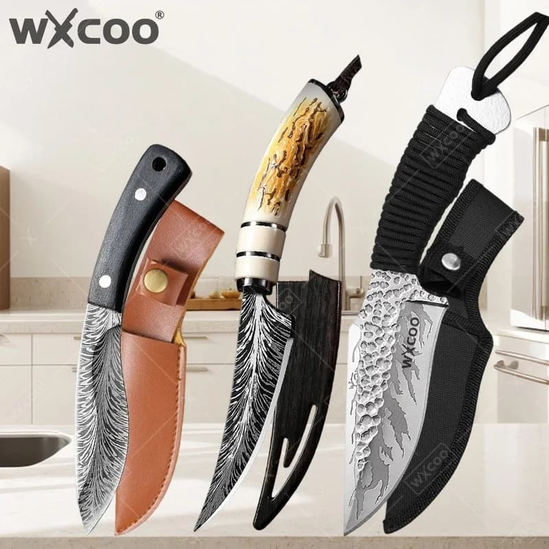 WXCOO Handmade Boning Knife Butcher Knife Cutting Paring Knife Forged Stainless Steel Meat Cleaver Kitchen Accessories