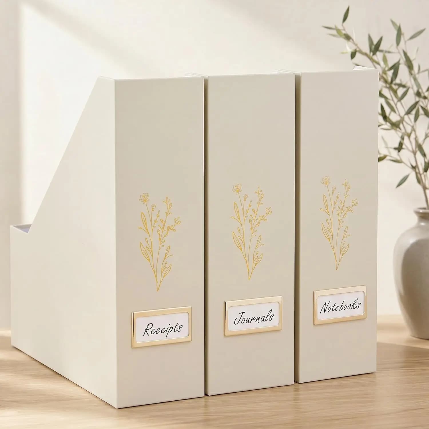 Magazine Holder Set of 3 - Sturdy File Organizer for Desk Shelves - Office Storage for Paperwork, Files, Magazines, Books