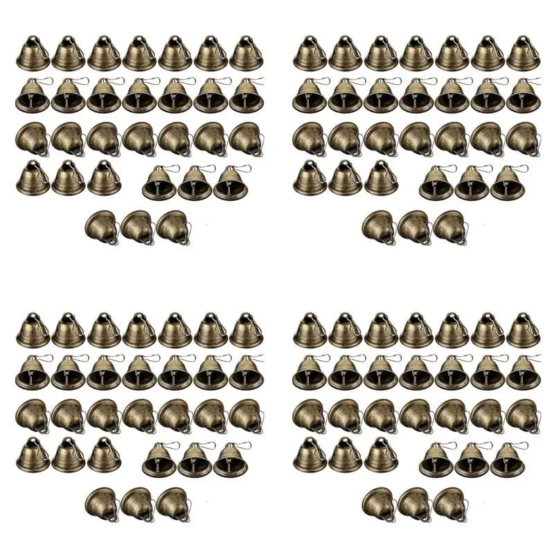 【ALLOWANCE】120 Pcs Bells Craft Small Bells Brass Bells Vintage Bells With Hooks For Hanging Wind Chimes Making Dog Training