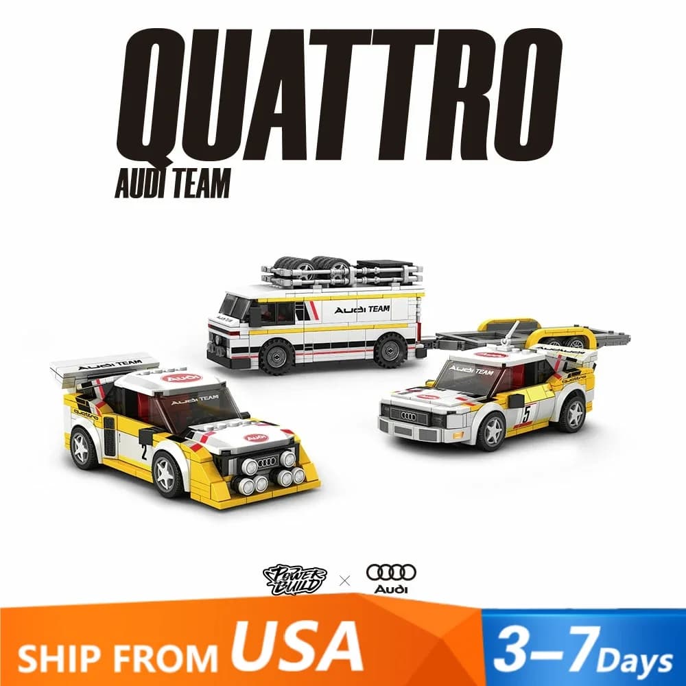 1362pcs Audi WRC Rally Team Technik Building Blocks Set Supercar Sports Vehicle Mounting Model DIY Puzzle Kit Toy Boy Adult Gift