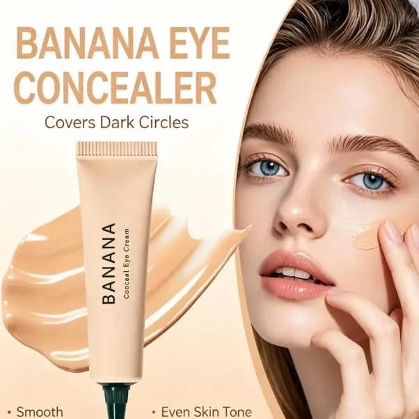 Banana Eye Concealer Cream Hydrating Full Coverage Cover Dark Circles Redness Blemishes Even Skin Tone Long Lasting Cosmetic