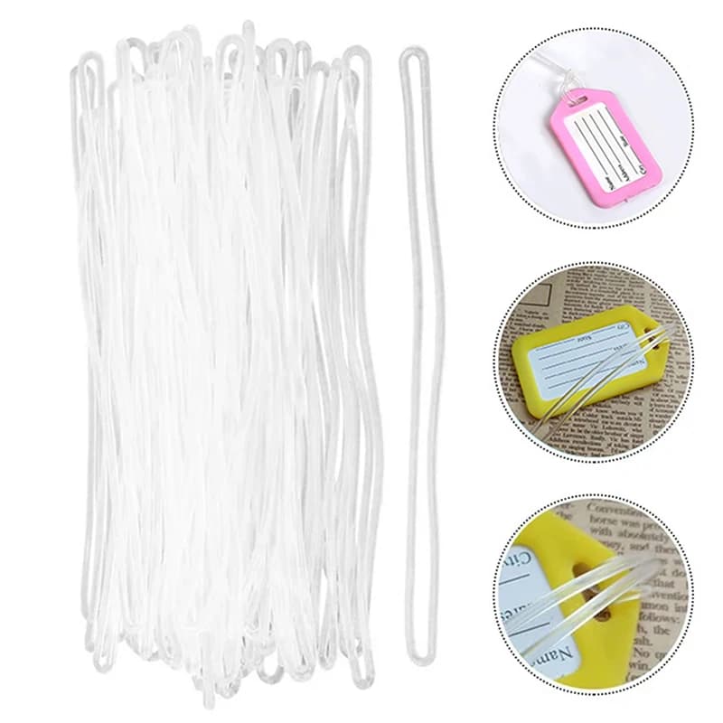 50 etichette da viaggio, buste in plastica, etichette trasparenti per etichette identificative per bagagli, cordino, accessori da viaggio portatili