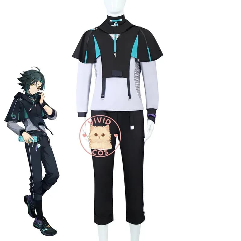 Popolare Genshin Impact Costume Cosplay Anime Xiao RPG Abbigliamento Uniforme sportiva nera per uomo Comic Con Festa di Halloween