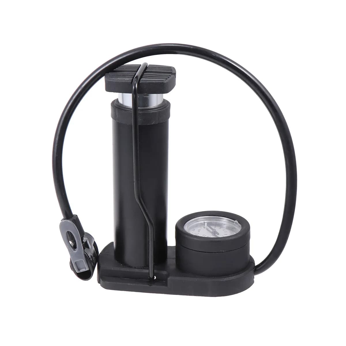 Mini Pompa Portatile per Pneumatici Nera ad Alta Pressione con Barometro e Doppia Valvola