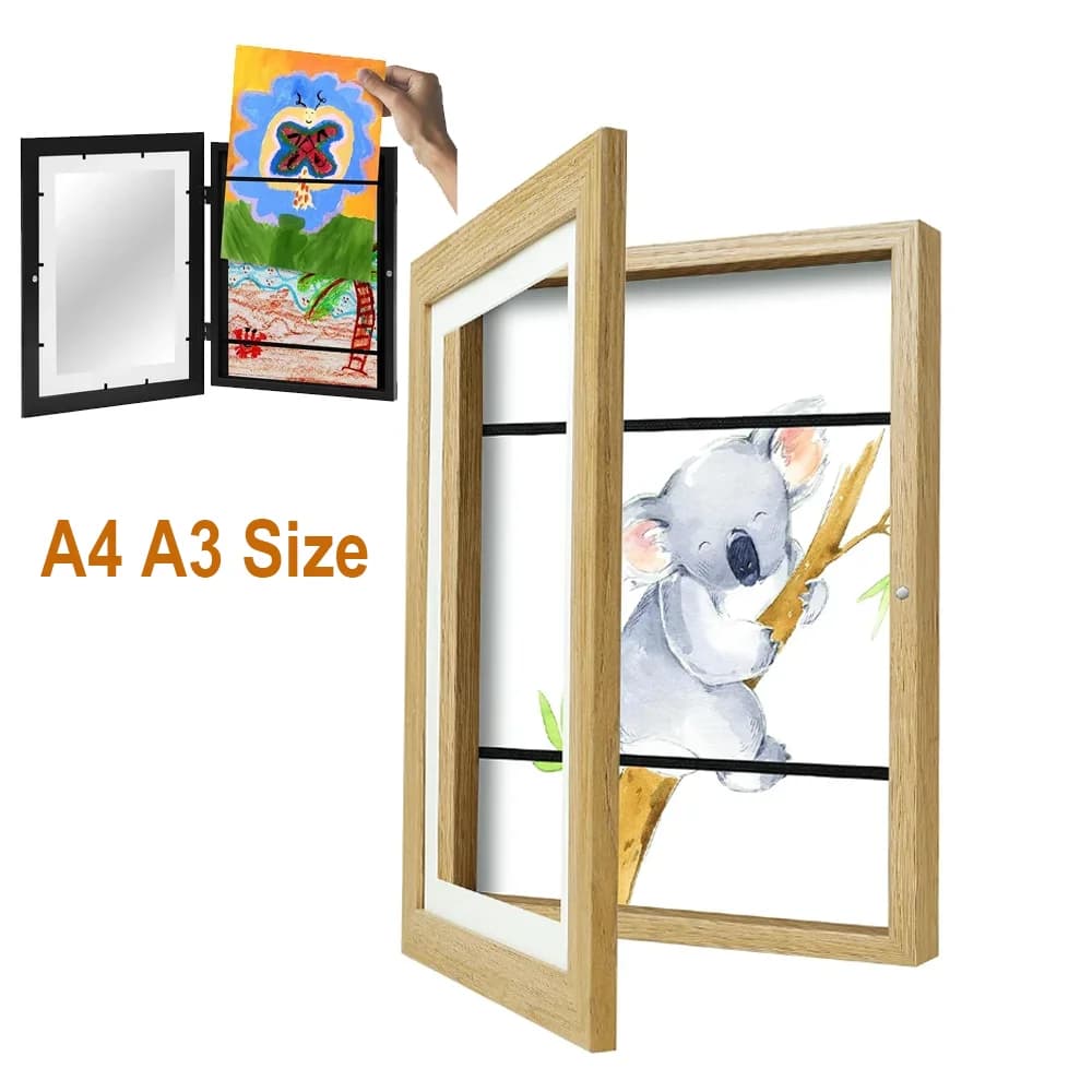 Cornici artistiche per bambini A3 A4 Cornice magnetica per bambini intercambiabile aperta sul davanti per poster Foto Disegni Dipinti Immagini Display