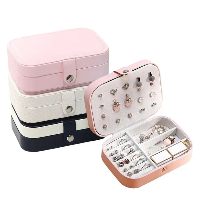 Jewelry Storage Box Necklace Ring Earring Organizer Jewelry Box Double Layer Travel Portable Girl