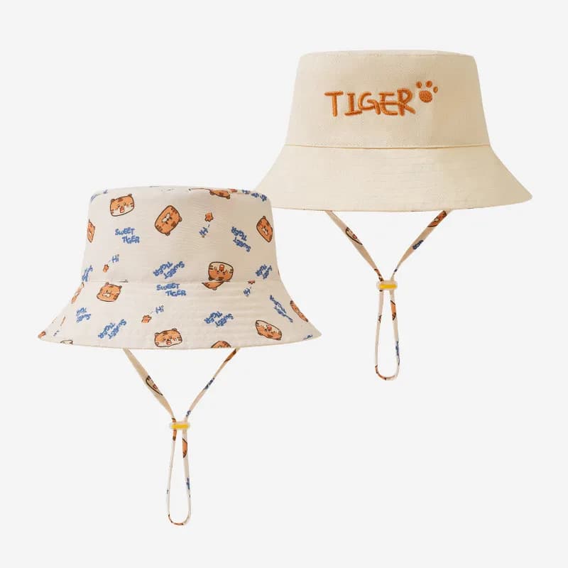 Cappello da Pescatore per Bambini con Lettere Ricamate, Stampa su Due Lati, Cappello da Sole per Bambini e Bambine