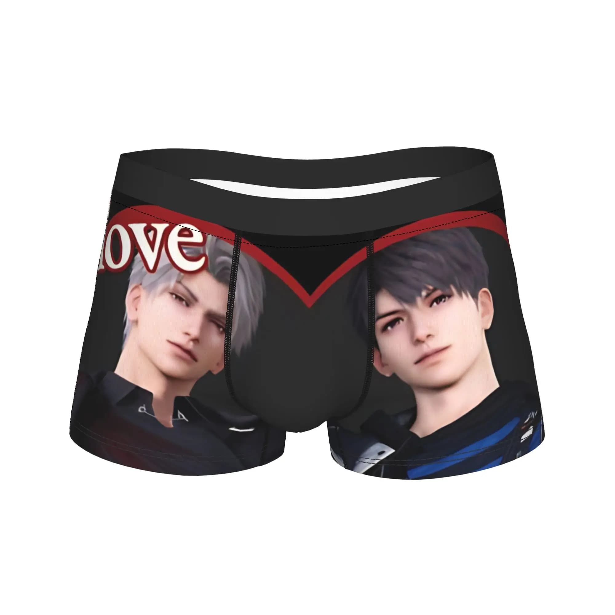 Boxer da uomo Love and Deepspaces con stampa 3D, slip traspiranti con tasca frontale, taglie forti 2XL