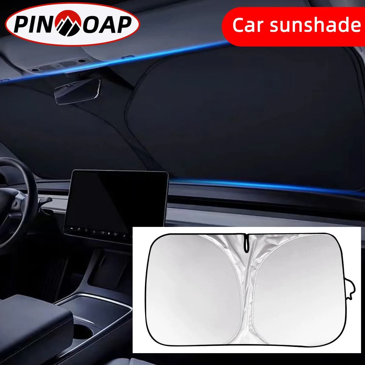 Parabrezza per auto Protezione solare Protezione UV Parasole con blocco del calore Parasole per auto in titanio argento Ombrello Parasole per auto pieghevole