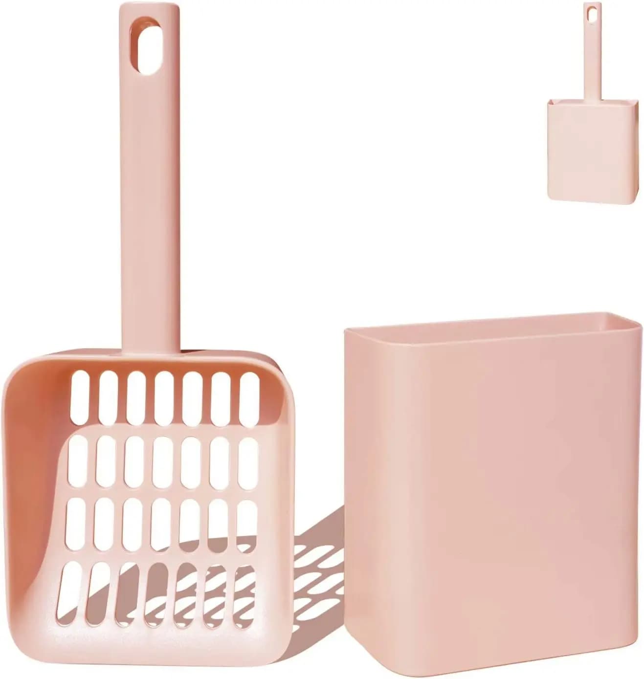 Paletta per lettiera con supporto, moderna, resistente, rosa chiaro, per riporre la paletta in modo ordinato