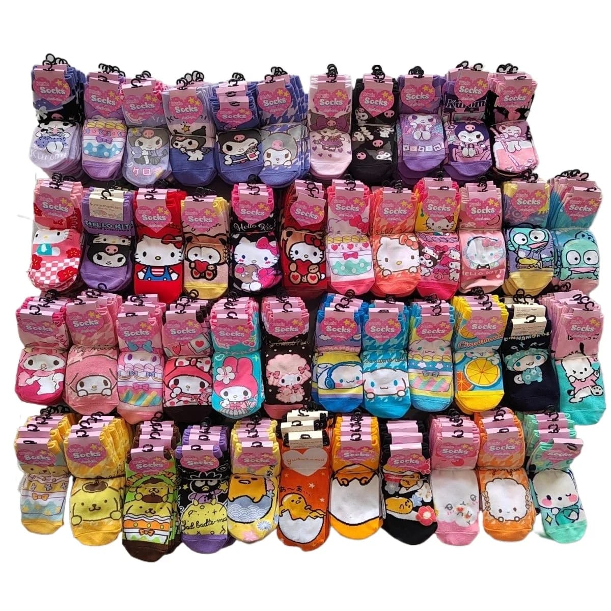 Confezione da 10 pezzi di calzini in cotone per bambini Sanrio genuini Kuromi Cotton Cute Fashion Kids Girls