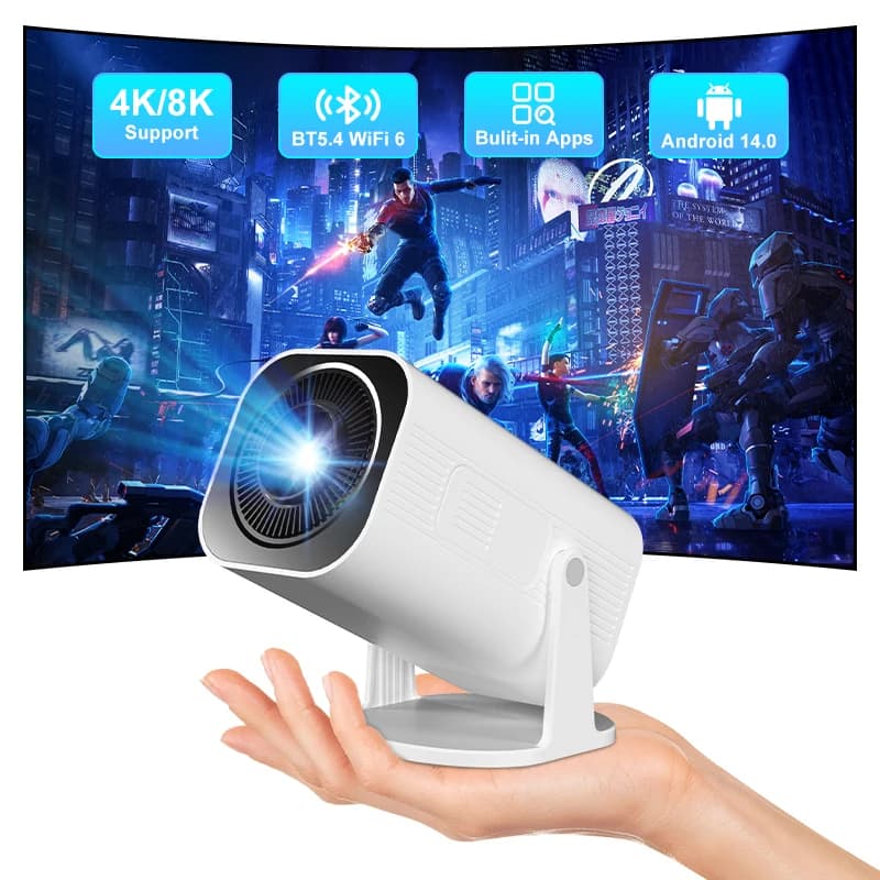 Salange P330 Mini Proiettore 4K Android 14.0 380 ANSI Lumen Nativo 1080P Wifi6 BT5.3 8K Cinema Portatile Video Beamer Sincronizzazione Android iPhone