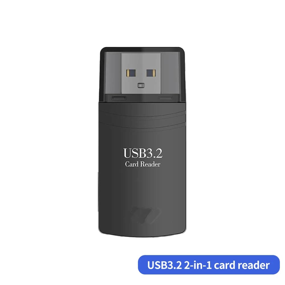 Adattatore per Schede di Memoria USB 3.2 ad Alta Velocità, Lettore Mini 2 in 1 per Schede TF e SD, Convertitore per PC e Laptop