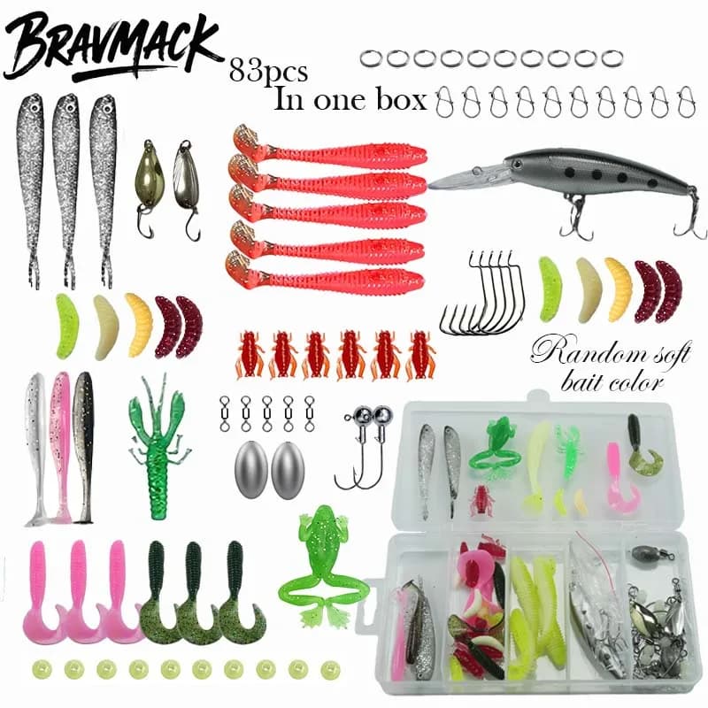Multi-esca fishing kit 83/133/409 pieces for bass trout - Layered equipment pro Gear Fishing bait set with equipment box