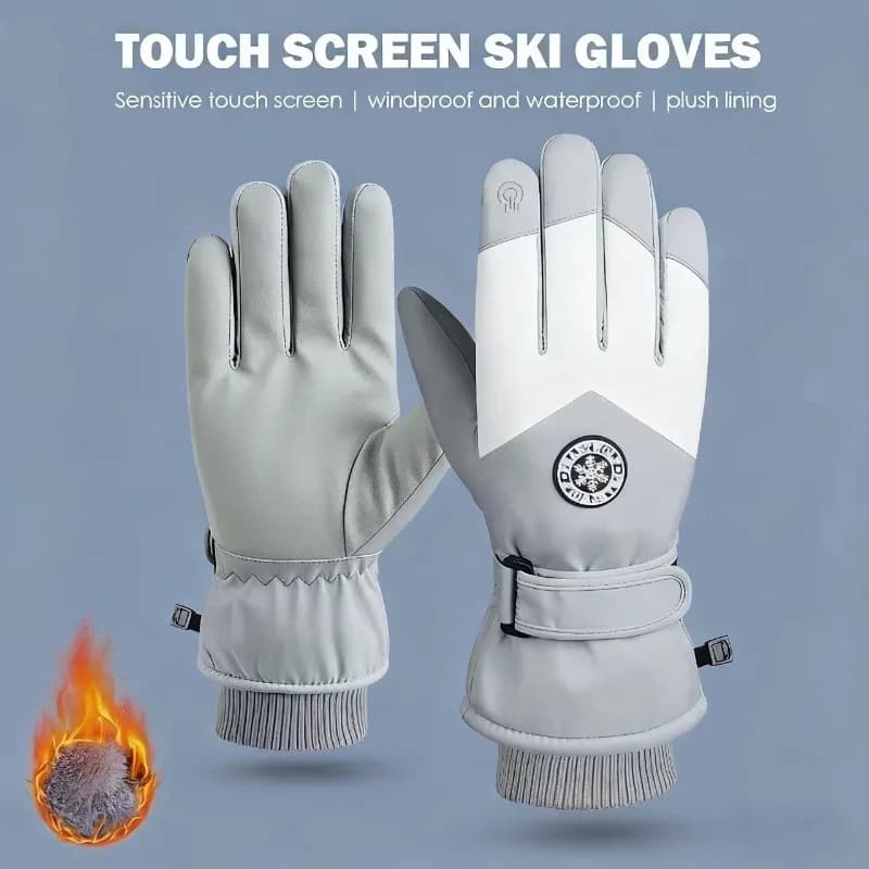 Guanti da sci da snowboard unisex invernali Guanti da moto da ciclismo in pile caldo antiscivolo con touch screen impermeabile in pelle PU