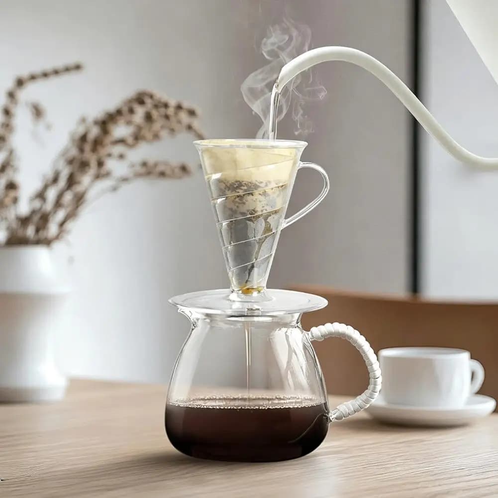 Conical Coffee Dripper With Filter Paper Reusable Plastic Pour Over Coffee Maker For Home Office Coffee Accessories