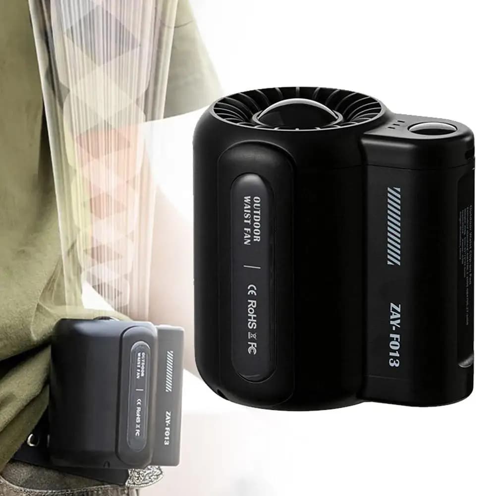 Outdoor waist hanging fan, 3 speed strong wind laptop, neck fan with portable USB belt clip, suitable for outdoor travel