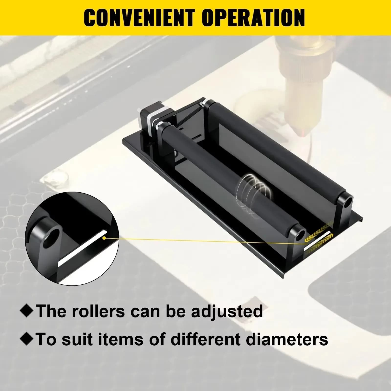 SIHAO Accessorio Asse Rotante Laser a 4 Ruote con Motore Stepper 42 e Dispositivo a Rullo Rotante per Macchina da Taglio e Incisione Laser