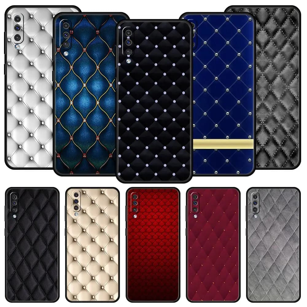 Cover per telefono con motivo a trapuntatura e corona per Samsung A56 A36 A26 A34 A17 A16 A06 A14 A12 A54 A72 A22 A52 A50 A40 A32