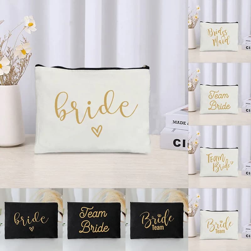 Bride Team Print Gifts from Bridesmaid of Honor Women's Makeup Bag Toiletry Bag for Women Cosmetics Storage Bag Wash Pack Organizer for Travel