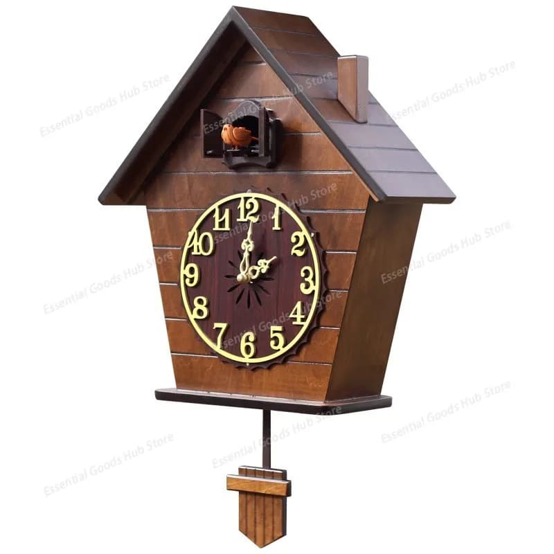 Orologio a cucù vintage con pendolo, grande orologio da parete in legno 3D con uccello, silenzioso, per casa, camera da letto, cameretta bambini, soggiorno, decorazione