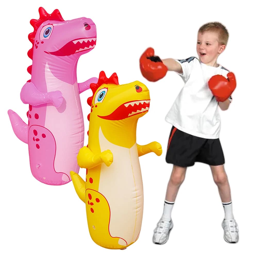 Inflatable Punching Bag Leakproof Inflatable Dinosaur Tumbler Punching Bag PVC Tumbler Sandbag for Karate Taekwondo MMA