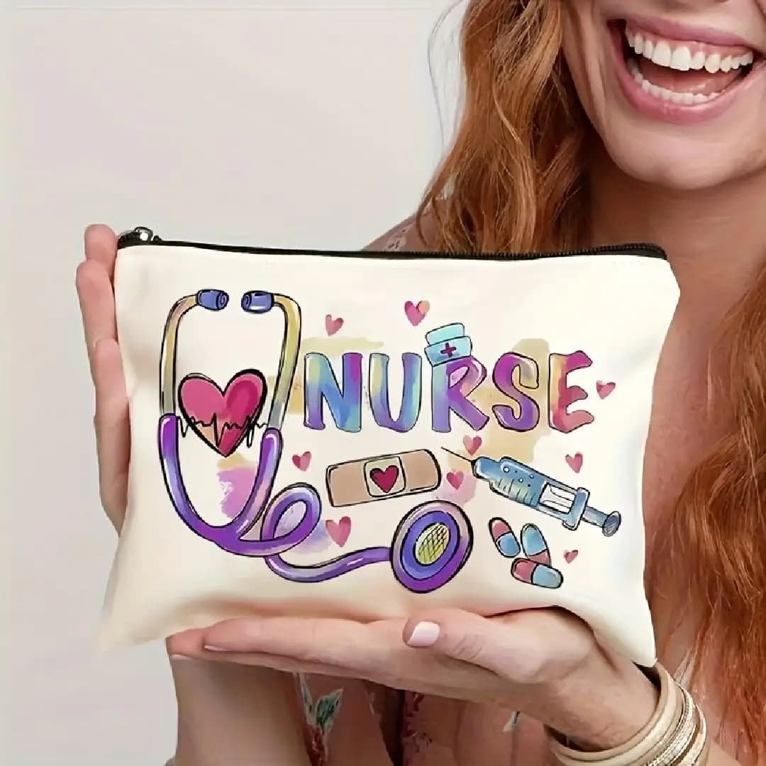 L'infermiera ha progettato una borsa per il trucco. - Borsa multifunzionale con cerniera, custodia per gioielli, perfetta borsa da viaggio con cerniera per piccoli oggetti.
