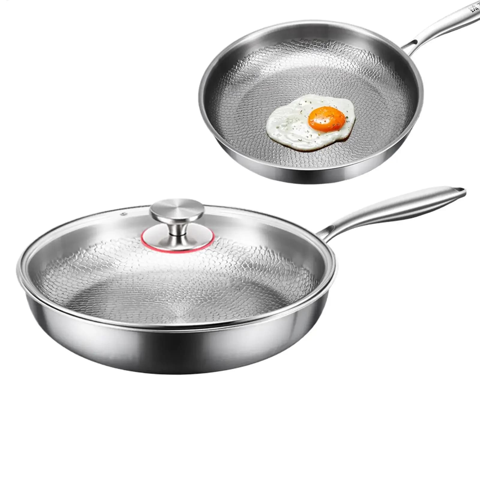 Non Stick Frying Pans With Lid Kitchen Titanium Hammered Skillet Pot Nonstick Omelette Pan Scratch-resistant Cooking Frying pan