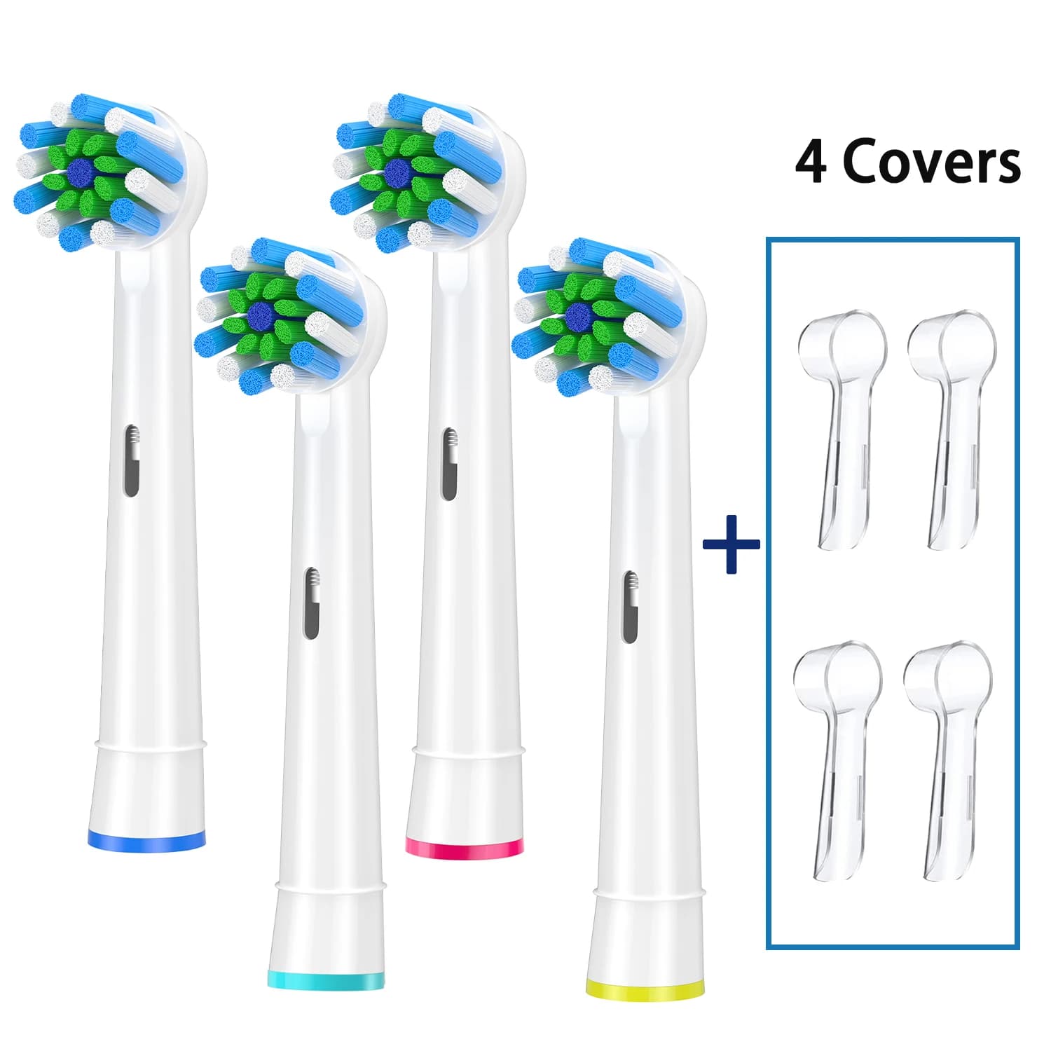 4 Cross Clean spare heads compatible with Braun Oral B electric toothbrush, with 4 covers