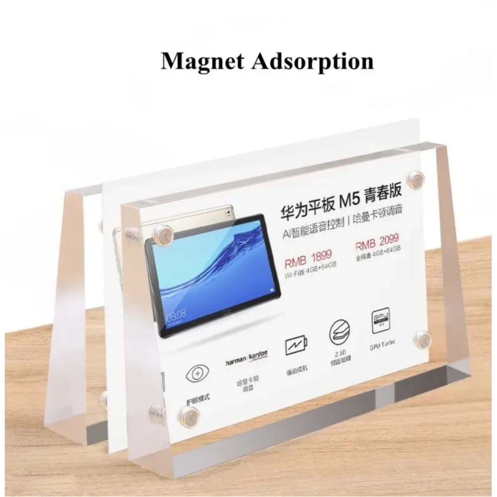 100x70mm Etichetta di prezzo magnetica Etichette di carta Immagine trasparente Cornice per poster Menu da tavolo Espositore per cartello acrilico spesso
