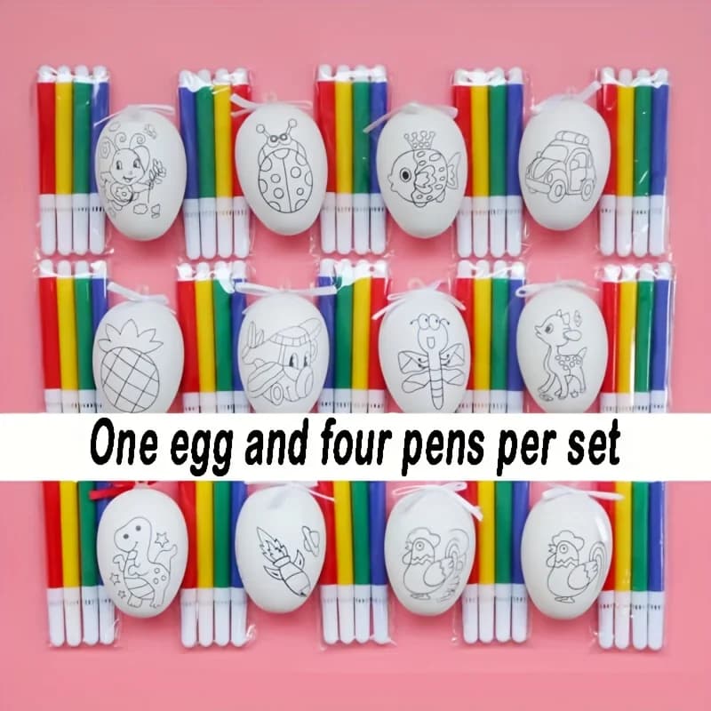 8 Sets of Easter Hand-Painted Plastic Egg Set, Hanging Easter Decorations, a Variety of Different Patterns