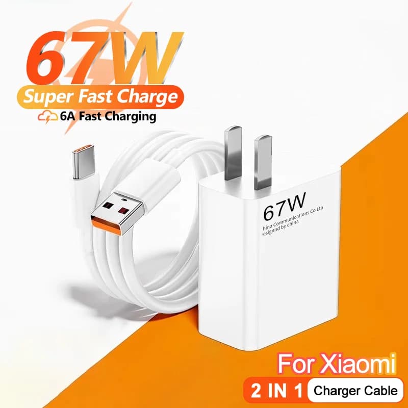 For Xiaomi 67W Charger Turbo Fast Charge Adapter USB Type C Cable For Mi 14 15 Ultra Redmi Note 14T 13T 14 13 Pro POCO X7 X6 F6