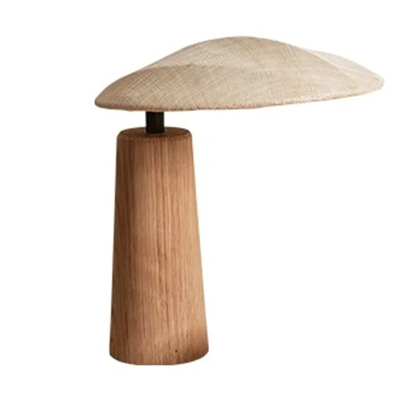 Lampada da tavolo Wabi Sabi Wind Lampada da scrivania semplice da comodino in legno massello per camera da letto Lampada da tavolo decorativa in tessuto